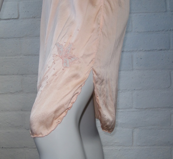 50s Silk Slip Mid Century Peach Silk Half Slip with… Gem