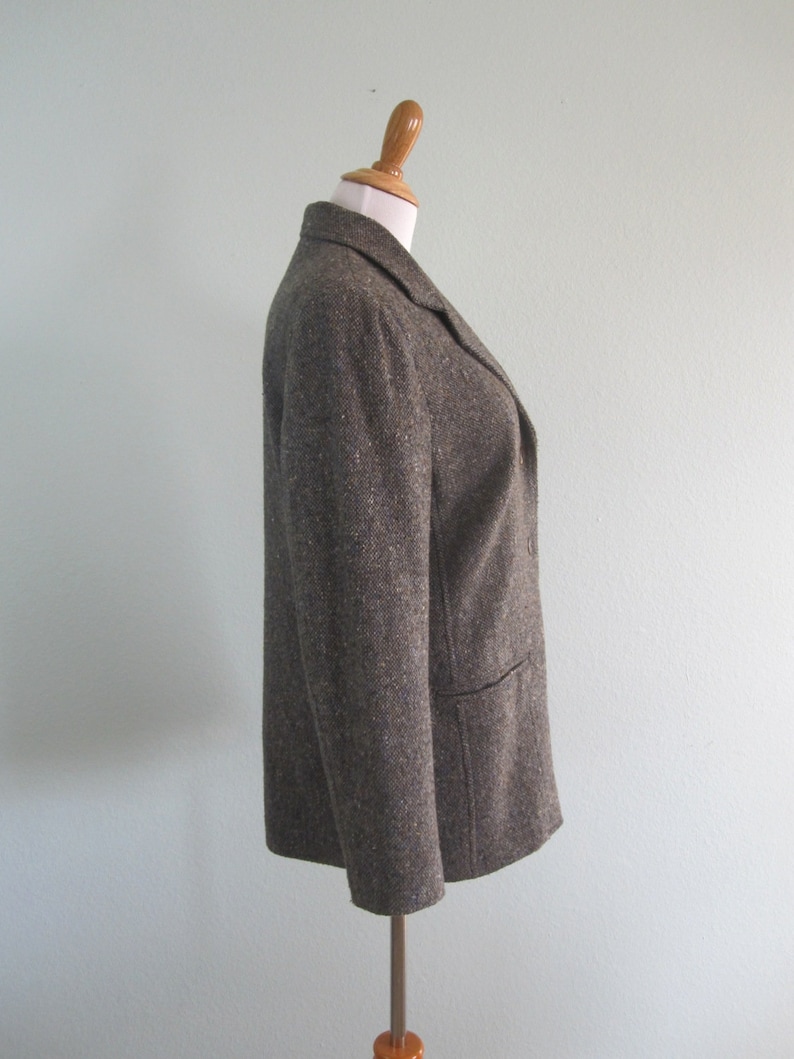Vintage 1990s Blazer M Classic 90s Wool Blazer Vintage Pebble Brown Tweed Jacket by Lizwear 90s Tweed Blazer