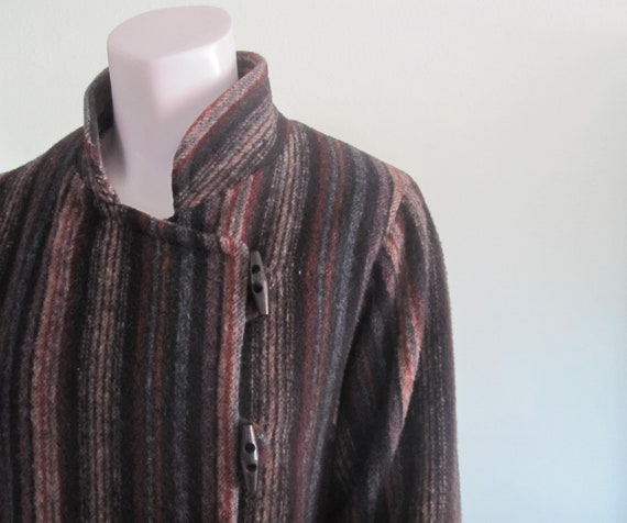 70s Luba Coat - Vintage Striped Wool Coat - Gorgeo