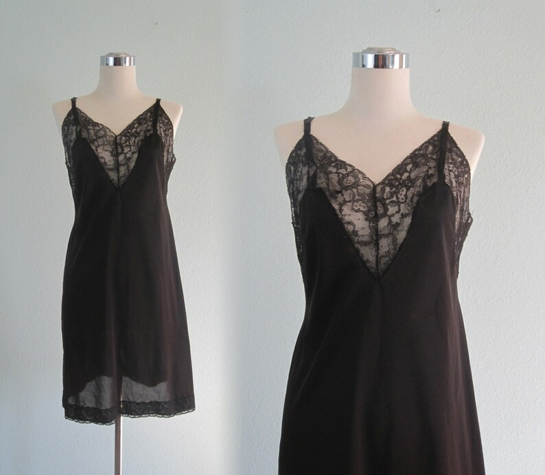Vintage 1940s Vanity Fair Slip S 40s Vanity Fair Slip Vintage Black Lace Dress Slip Lovely 40s Black Slip by Vanity Fair