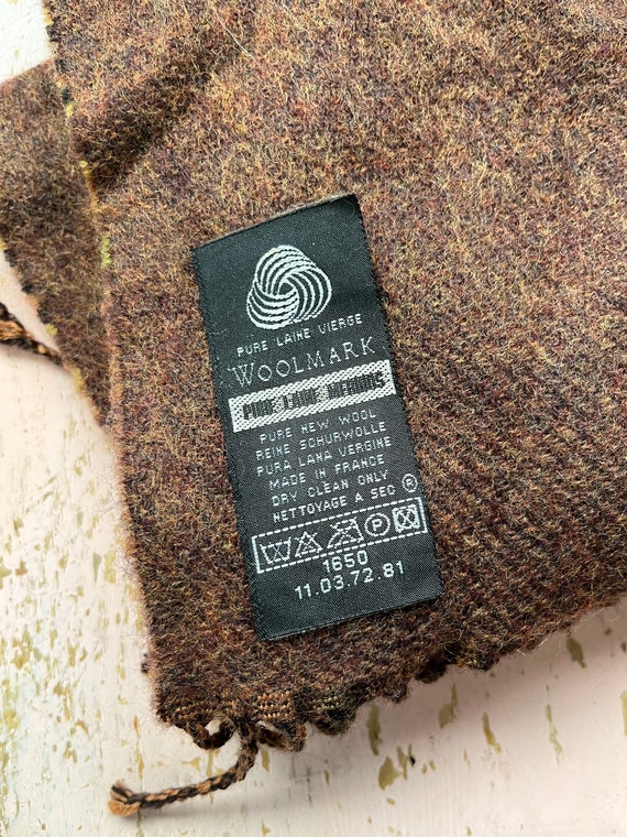 90s Wool Scarf - Vintage Brown Plaid Scarf in Pur… - image 5