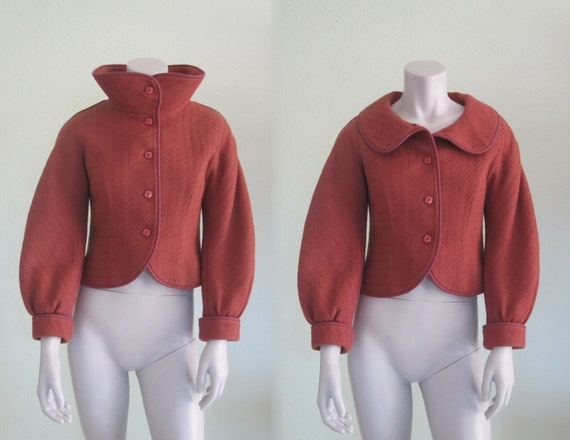 Jeanne Marc Jacket - Glam 80s Pink Wool Jacket wit