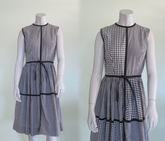 60s Gingham Sundress - Vintage Black & White Gingh