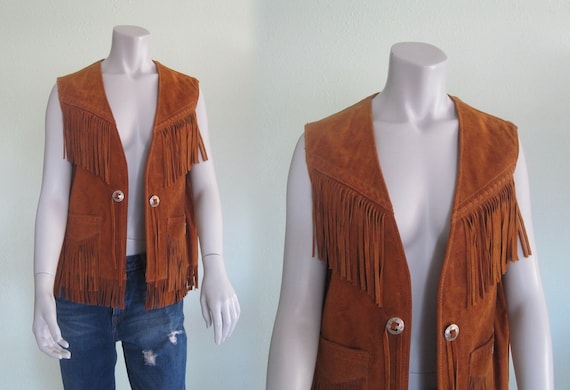 Fringed Suede Vest - 80s Brown Suede Fringed Vest