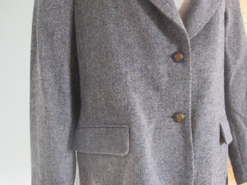Da Uomo Grigio Nero Herringbone in tweed Blazer MONTATO Smart Casual Retrò VINTAG