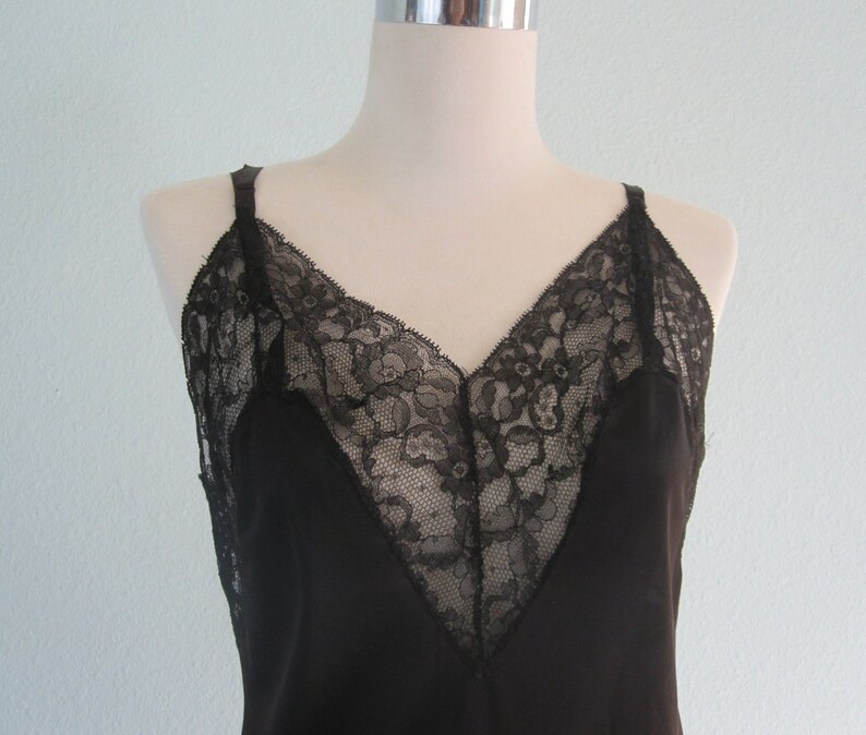 Vintage 1940s Vanity Fair Slip S 40s Vanity Fair Slip Vintage Black Lace Dress Slip Lovely 40s Black Slip by Vanity Fair