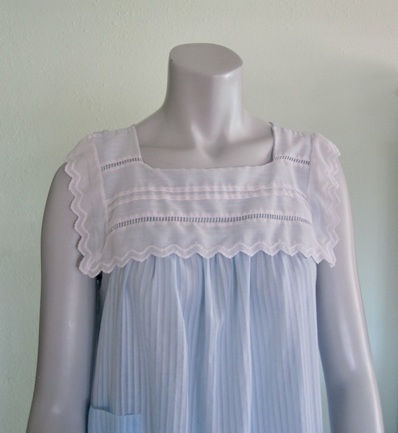 Vintage Cacharel Nightgown - Pretty 80s Sheer Blue Ni… - Gem