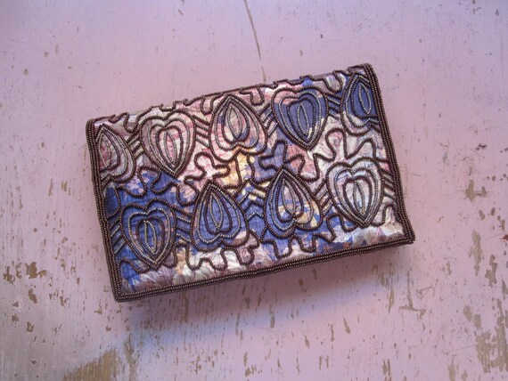 80s Magid Handbag - Vintage Beaded Floral Clutch … - image 3