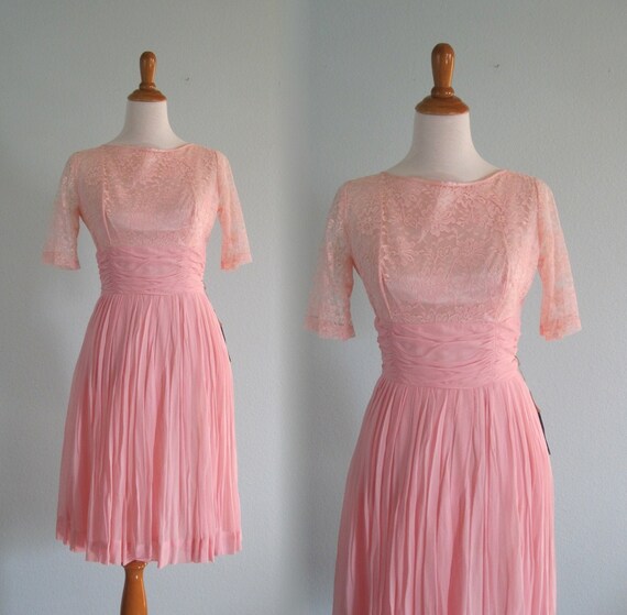 pink lace cocktail dress