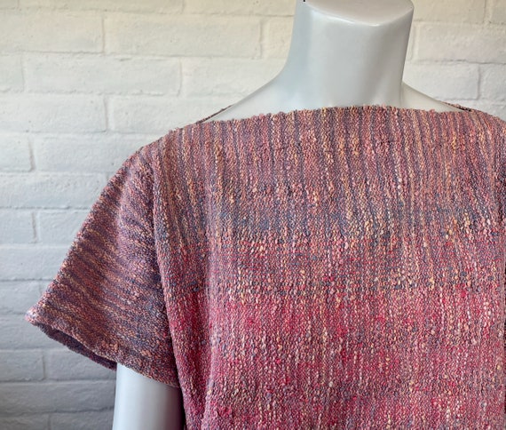 80s Hand Woven Top - Vintage Pink Woven Sweater S… - image 3