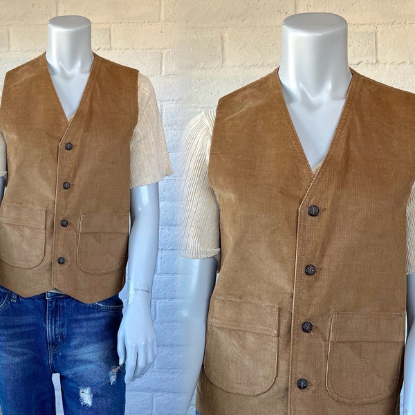 70s Levi's Vest - Vintage Brown Corduroy Waistcoat - 1970s Cord Vest by Levi's Panatela Sportswear Line Mens S