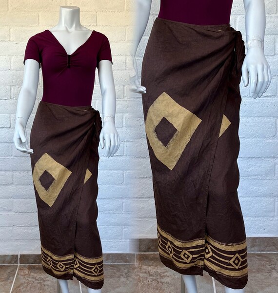 90s DKNY Skirt - Vintage Brown Wrap Skirt - Chic 1