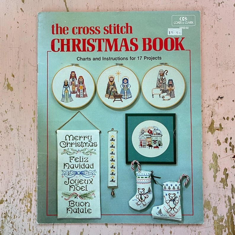 Clarks Design Chart The Cross Stitch Christmas Book by Coats & Clark - Vintage 80s Holiday ...