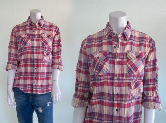 70s Madras Shirt - Vintage Indian Cotton Shirt by