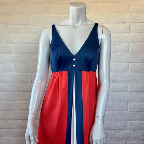 60s Vanity Fair Red White Blue Nightgown