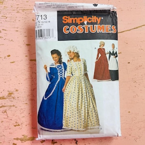 19th Century Dress Pattern - Simplicity 9713 - Historical Dress Sewing Pattern - Vintage Halloween Costume Pattern Size N 10 12 14