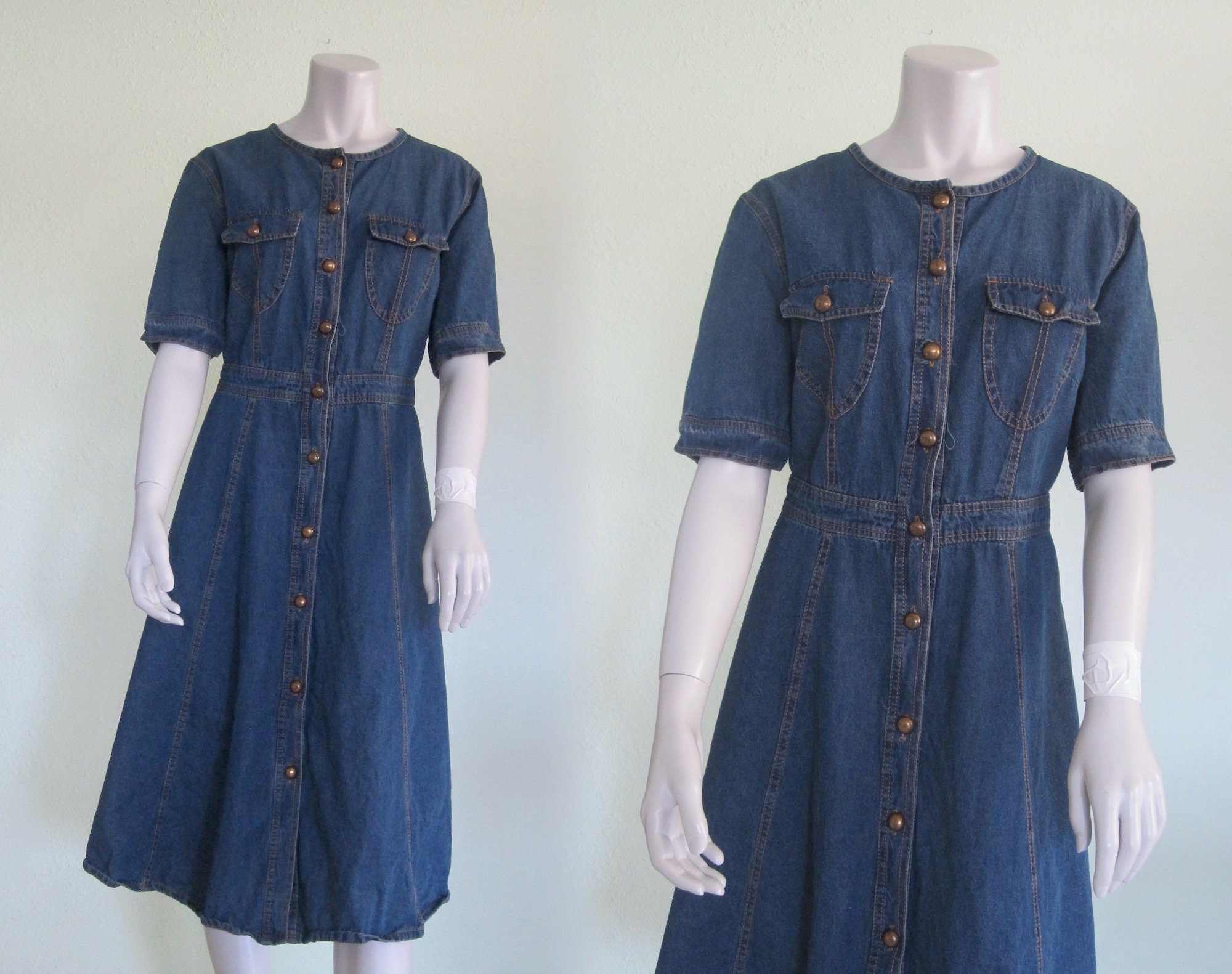 80s Denim Dress Vintage Button Front Denim Dress Chic 80s | Etsy