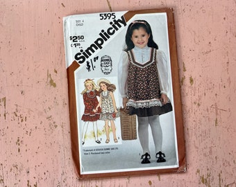 80s Gunne Sax Sewing Pattern - Vintage Simplicity #5395 Gunne Sax Girls Dress Size 4 Unused Uncut