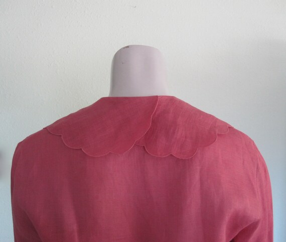 80s Linen Blouse - Vintage Pink Linen Shirt with … - image 6