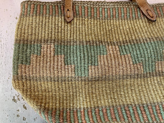80s Sisal Tote - Vintage Woven Jute Market Bag So… - image 4