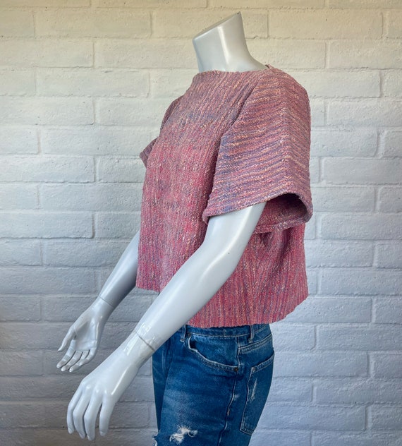 80s Hand Woven Top - Vintage Pink Woven Sweater S… - image 4