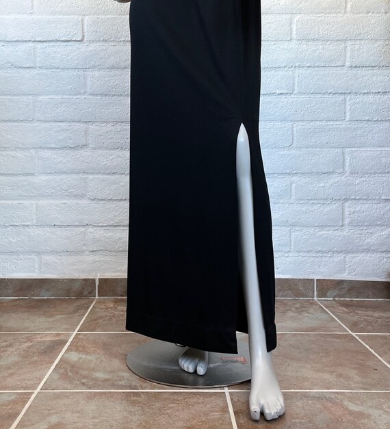 70s Victor Costa Dress - Vintage Long Black Jerse… - image 4