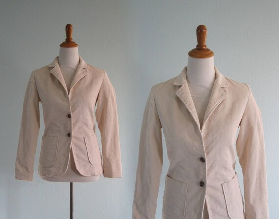 70s Cord Blazer Vintage Cream Corduroy Jacket Classic 70s Etsy