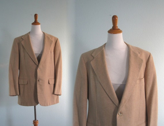 70s Halston Jacket - Vintage Beige Mens Cashmere B