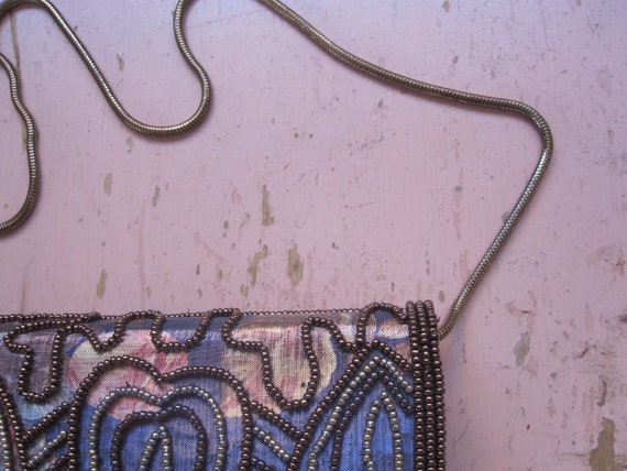 80s Magid Handbag - Vintage Beaded Floral Clutch … - image 6