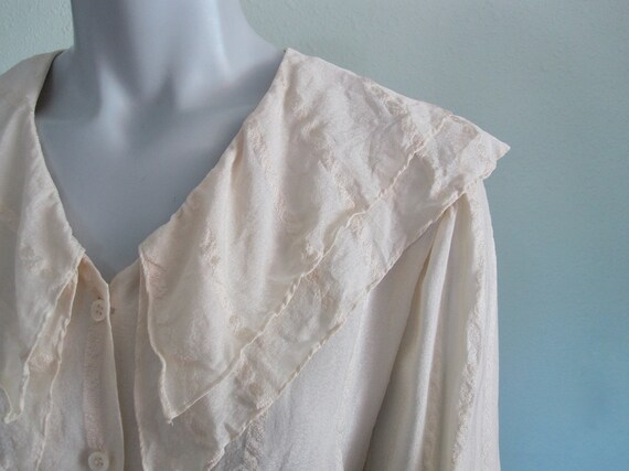 90s Silk Blouse - Vintage Ivory Silk Poet's Blouse