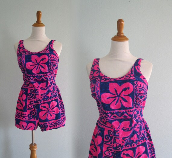 60s Jantzen Romper - Vintage Hawaiian Print Women'
