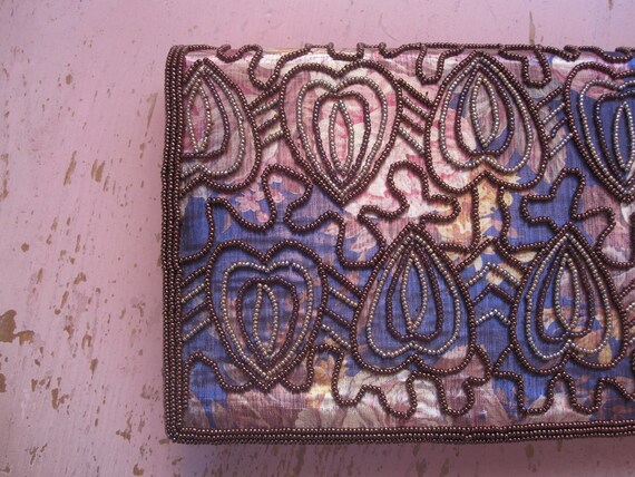 80s Magid Handbag - Vintage Beaded Floral Clutch … - image 2