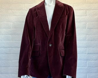 Y2K Kenneth Cole Mens Velvet Blazer - Vintage 00s Burgundy Velvet Designer S