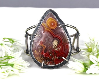 Across Time and Space -  Agua Neuva Agate Sterling Silver Cuff