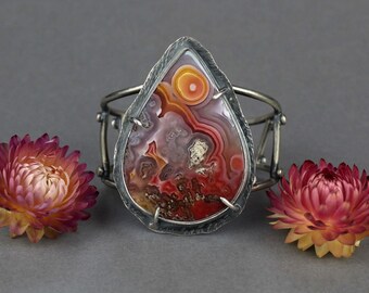 Across Time and Space -  Agua Neuva Agate Sterling Silver Cuff