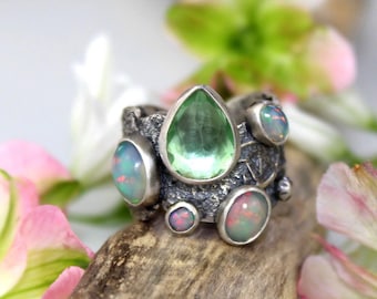 Life in the Light - Fluorite and Ethiopian Opal Sterling Silver Ring