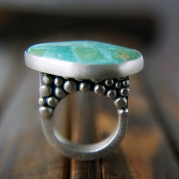 Reserved (Balance)- Paradise on a Pedestal  ------ Turquoise Sterling Silver Ring