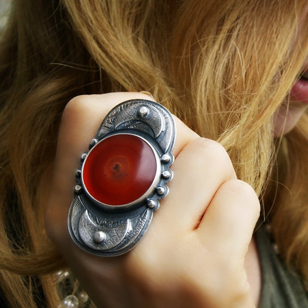 Sunrise - Agate Sterling Silver Ring