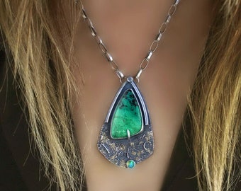 Of the Garden of Paradise - Chrysocolla Sterling Silver Necklace