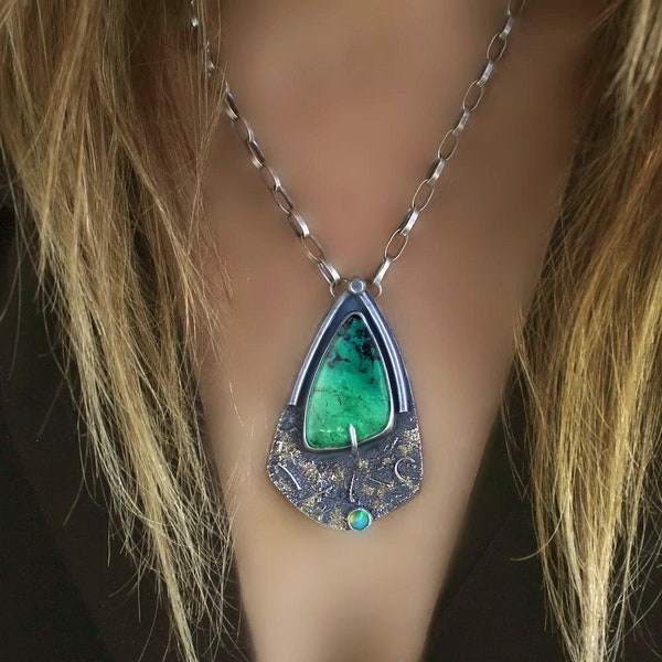 Du jardin du paradis - Collier chrysocolle en argent sterling