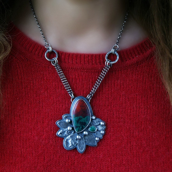 RESERVED  -  Fireflower - Sonoran Sunrise Sterling Silver Necklace