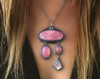 The Dawn - Pink Opal Sterling Silver Necklace
