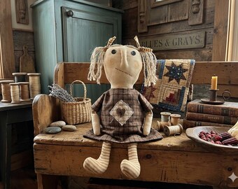 Handmade Primitive Girl Doll:  All season decor