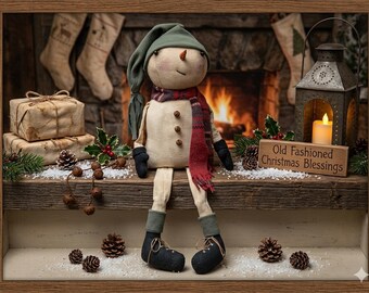 Primitive Snowman Doll:  Primitive Decor, Winter, Handmade