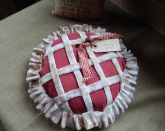 Primitive 9-Inch Faux Cherry Pie: Grungy Food Decor