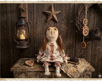 Handmade Primitive Folk Art Doll:  All Season Decor