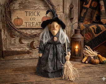 Primitive Witch Doll:  Handmade Halloween Decor