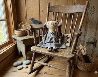 Handmade Primitive Girl Doll:  All Season Decor