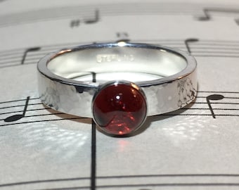 Sterling Silver Ring with 6mm Cabochon - 26 Gemstone Choices - Made to Order