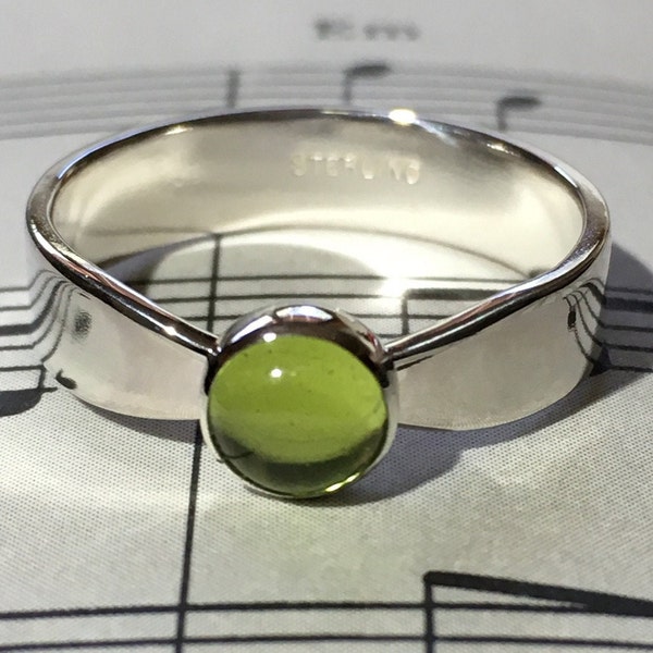 Sterling Silver Cabochon Ring - 26 Gemstone Choices - Made to Order